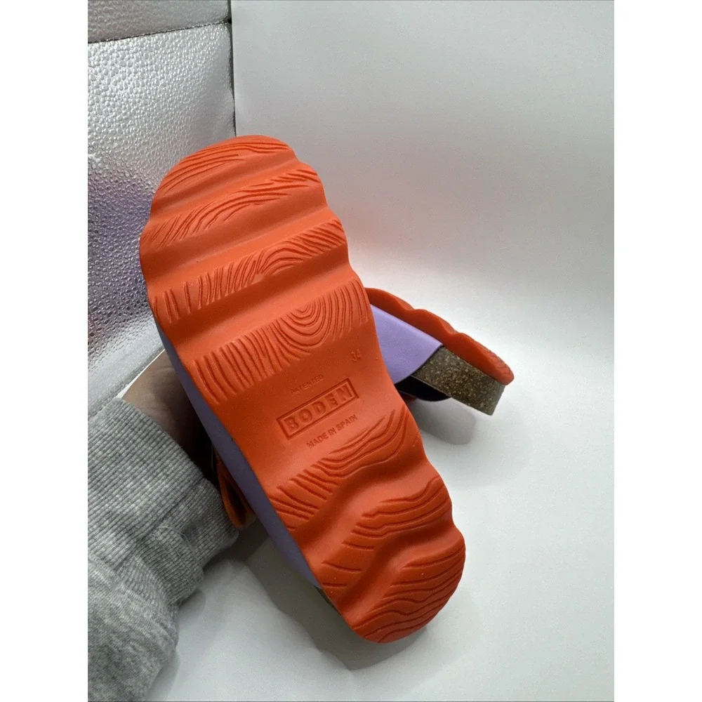 Mini Boden Girls Size 34 US 3 Orange And Purple Clogs #1006